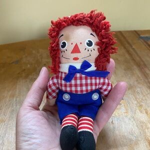 Vintage Raggedy Ann Style Doll Knickerbocker KC Red Yarn Hair Cloth Doll Toy